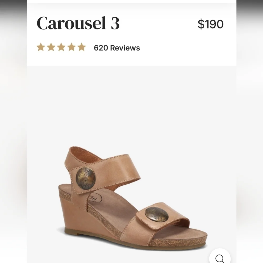 Taos Footwear the Carousel 3 Leather Ornamented Wedge Sandals size 8.5
